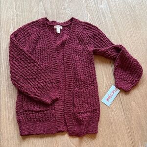 Cat & Jack Burgundy Knit Cardigan